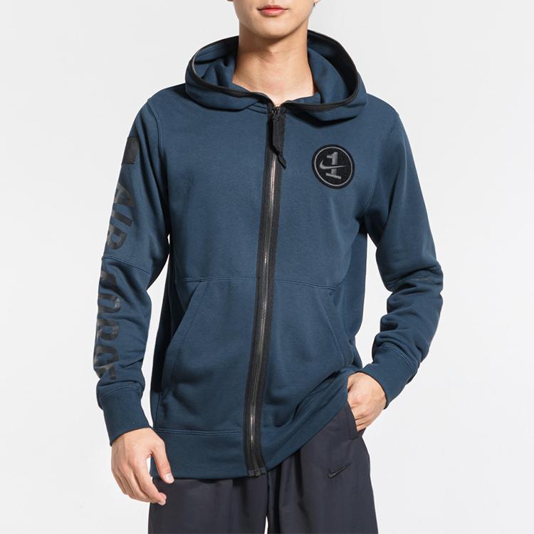 Nike Air Force 1 Hooded Jacket Men Outerwear Blue AJ0785-454