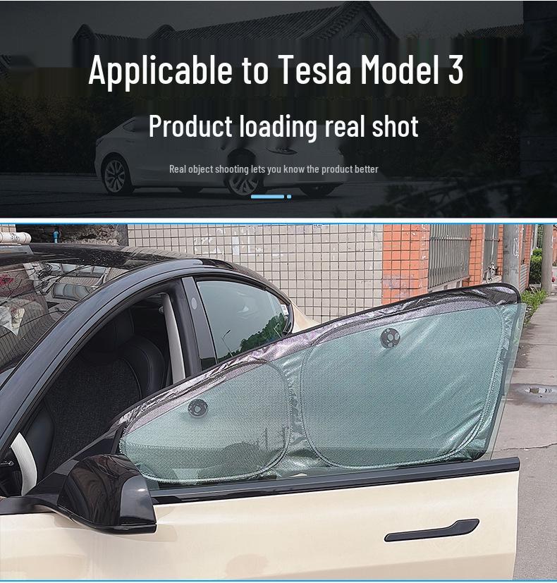 Tesla Model 3/Y Sunshade with Suction Cup - Ice Crystal Opaque Side Window Protection