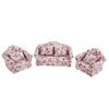 Accesorios para Casa de Muñecas a Escala 1/12 Patrón de Flores Mini Muebles Juego de Sofá con Cojines de Respaldo (# 2)