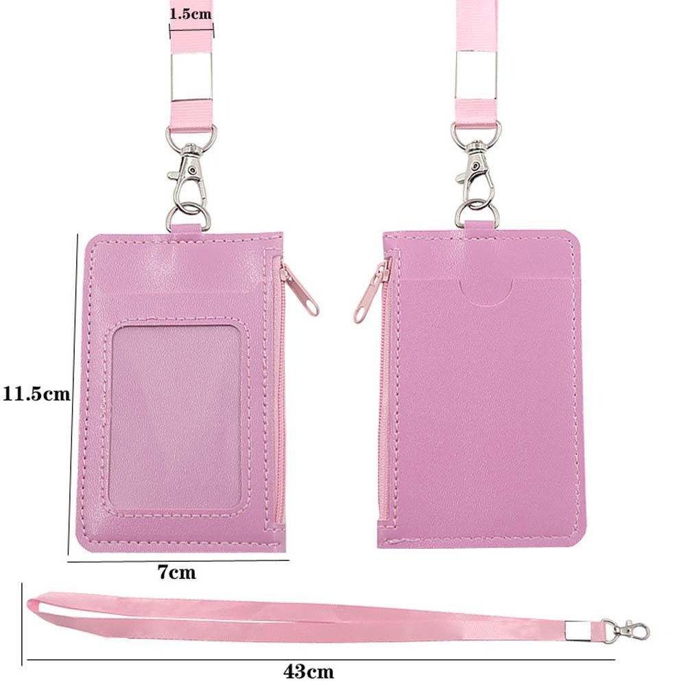 Lanyard ID Card Holder Office Supplies Badge Holders ID Holders with Neck Strap Wallet PU Leather Zipper Coin Purses Student