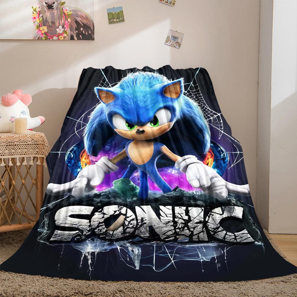 Sonic Series Flannel Lightweight Blanket Home Decor Sofa Bed Travel Cover Family Gift For All-Season LXRa47