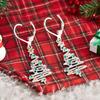 Huitan Trendy Festival Christmas Tree Dangle Earrings for Women Silver Color Colorful Cubic Zirconia Daily Wear Party