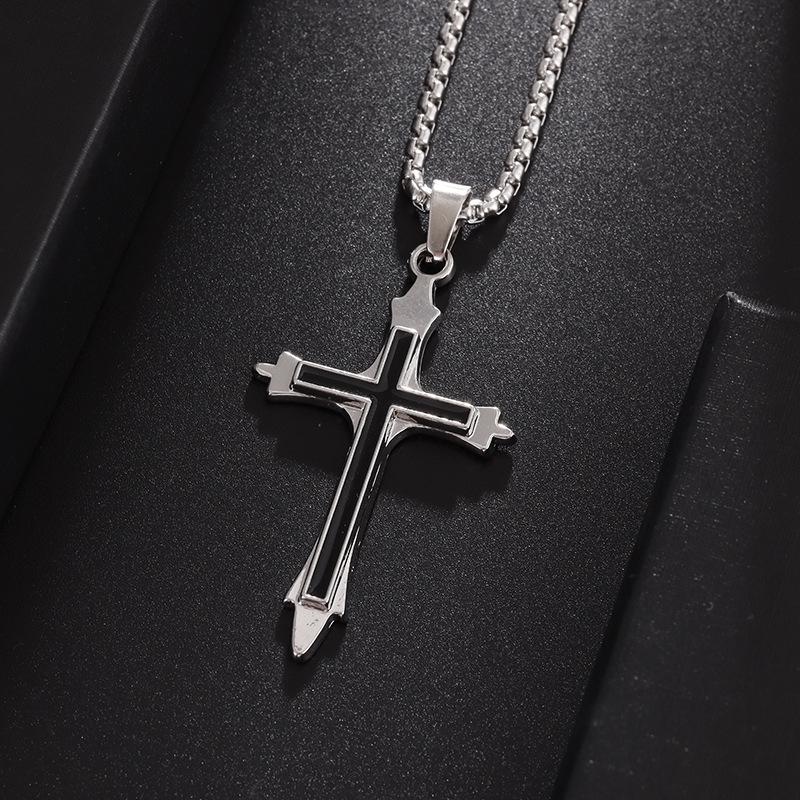 Fashion Retro Versatile Cross Men's Trendy Simple Jewelry Pendant Necklace