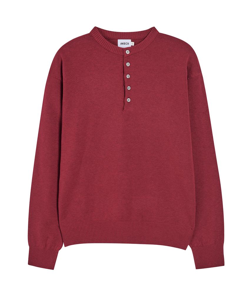 Akesi Andy Soft Henley Neck Knit_Wine