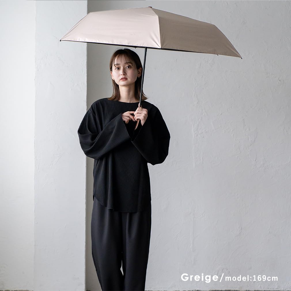 Vita Felice Folding Umbrella for Sun and Rain Umbrella for Women [VITAFELICE] (60cm Ribs/Tote Bag) pru-30179z (Greige)