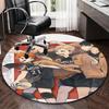 1pc Haikyuu MSBY Volleyball Team Anime Cartoon Design Round Carpet for Office Chair Mat, NonSlip Rug, Home Decor, Living Room, Bedroom