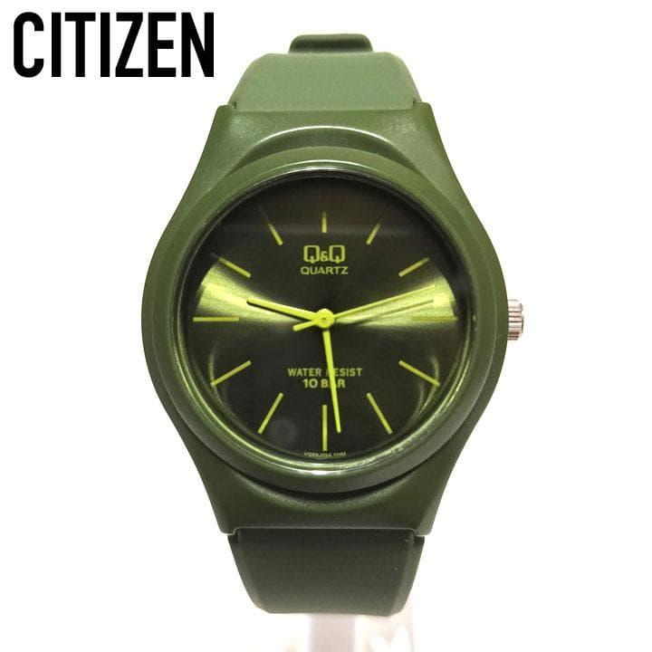 Used CITIZEN Citizen Q&Q Green Dial Belt Men s Watch