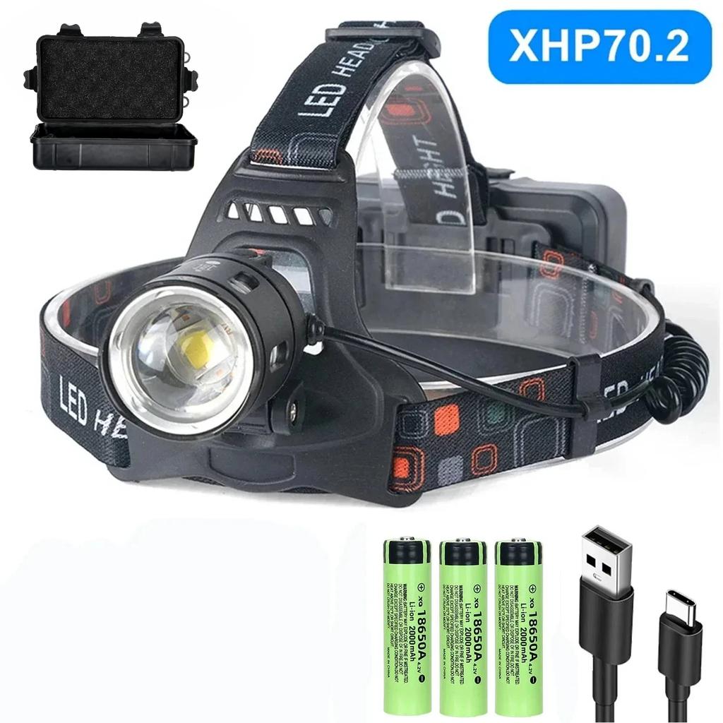 Rechargeable XHP70.2/XHP50 LED Headlamp Waterproof Head Light Fishing Searching Camping Headtorch Zoom Lantern Use 18650 Battery