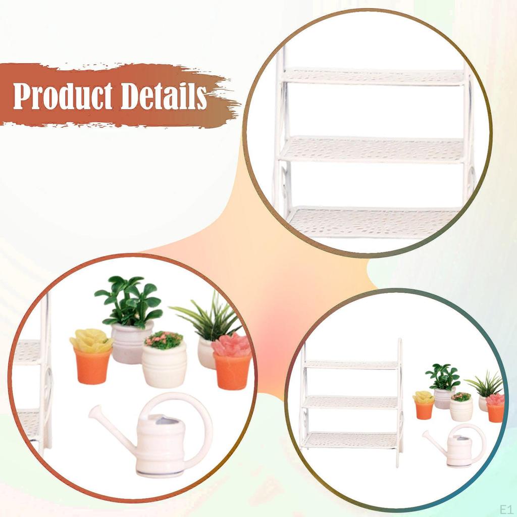 Dollhouse Accessories Doll House Decor Mini Plant Stand Set Micro Landscape Photo Props