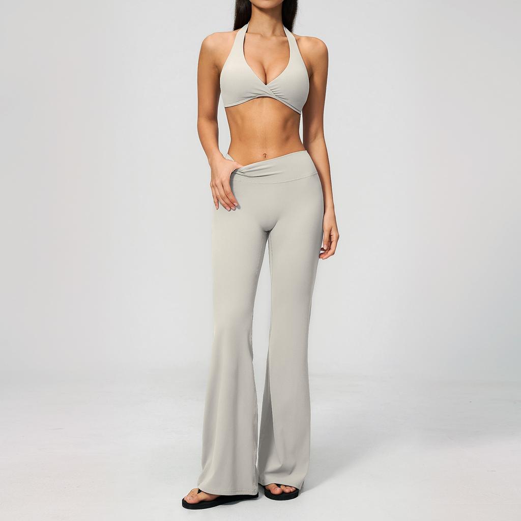 Women Yoga Set 2PCS Sportswear Workout Clothes Athletic Wear Gym Outfits Legging Fitness Bra Crop Top Long Sleeve Sports Suits