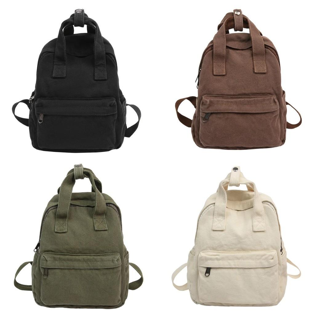Designed Backpack Minimally With Canvas Material Solid Color Design Daily For