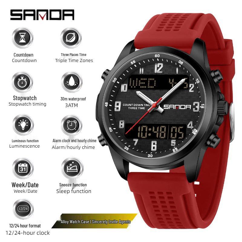 SAND Men's Multifunction Outdoor Sports Watch - 50M Waterproof, Luminous, with Snooze and Countdown Timer