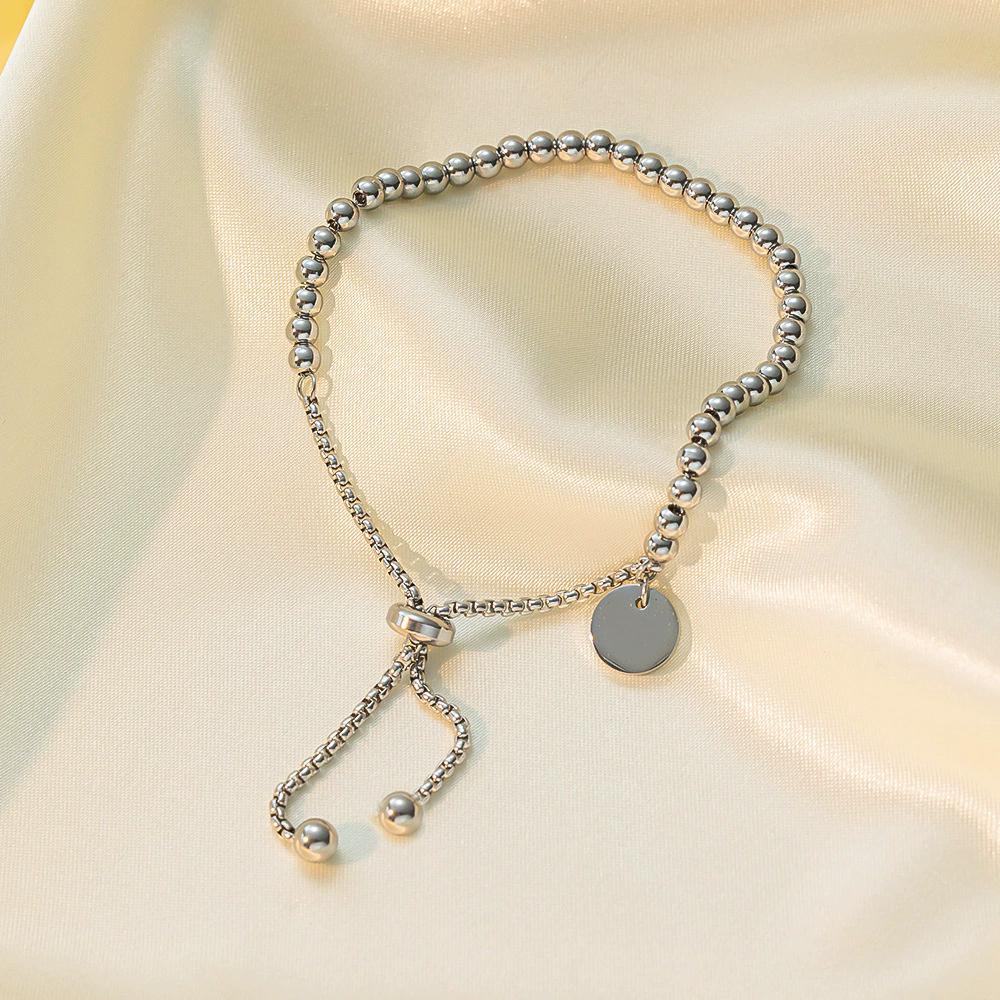 Браслет из нержавеющей стали с золотыми бусинами для женщин, модные регулируемые браслеты-цепочки для повседневной носки и вечеринок, с цирконом медный
