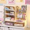 Multifunctional desktop storage box diagonally inserted pen holder hole plate drawer three-in-one student stationery finishing box