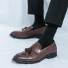 New Men Pointed Black Brown Slip On Casual Leather Shoes Male Tassels Loafers Wedding Dress Formal Flats Footwear