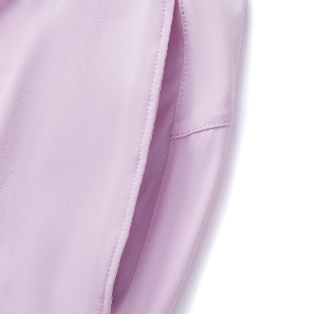 Li Ning Fitness Series Casual Simple Solid Color Tapered Drawstring Knitted Sports Pants Women bottoms Twilight-Purple AKYV014-3