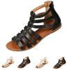Women's Summer Casual Flat Sandals Strappy Gladiator Style Open Toe Zipper Back Comfortable Footwear for Outdoor Use