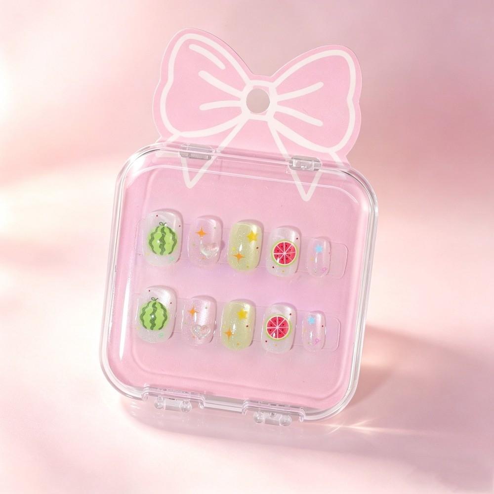 Cat's Eye Press On Nails Short Nail Tips New Nail Stickers Children Wearing