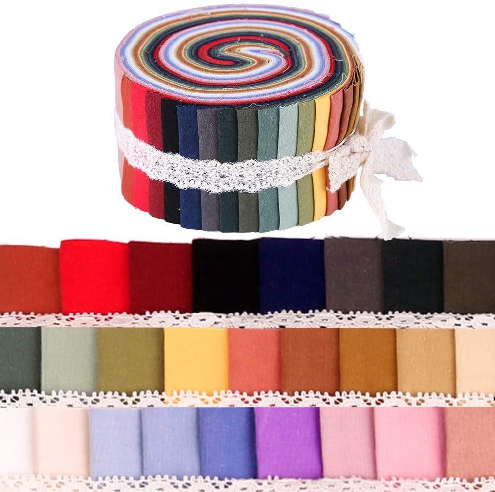 Plain Colored Cotton Fabric Strips Set for DIY Handmade Projects