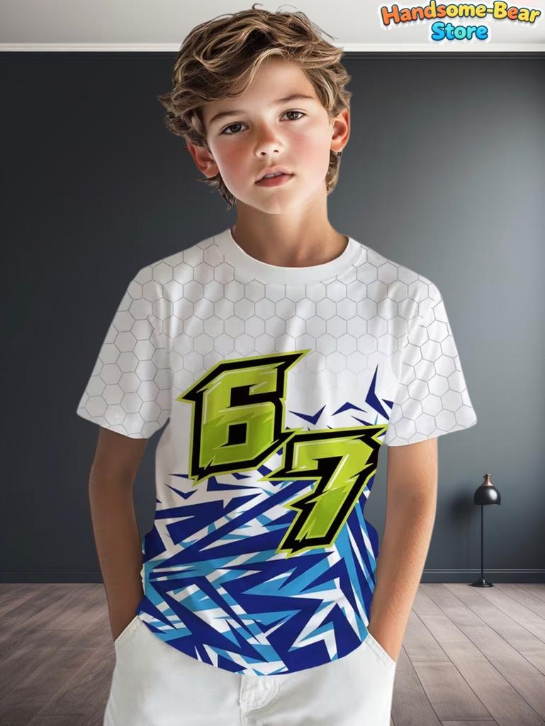 Interessante Maglietta per Bambini No. 67 Top Sportivo da Basket Estivo a Maniche Corte Svasato Moda per Bambini