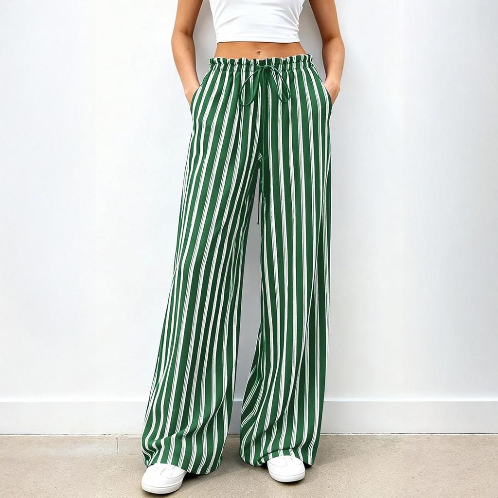 Women's Striped Loose Casual Loose-Waist Wide-Leg Trousers