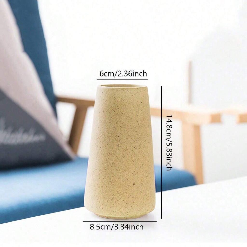 1 Stück, Einfache Retro Mattierte Keramikvase Grobkeramik Runde Vase Kreative Heimdekoration Retro Ländlicher Stil Handwerk