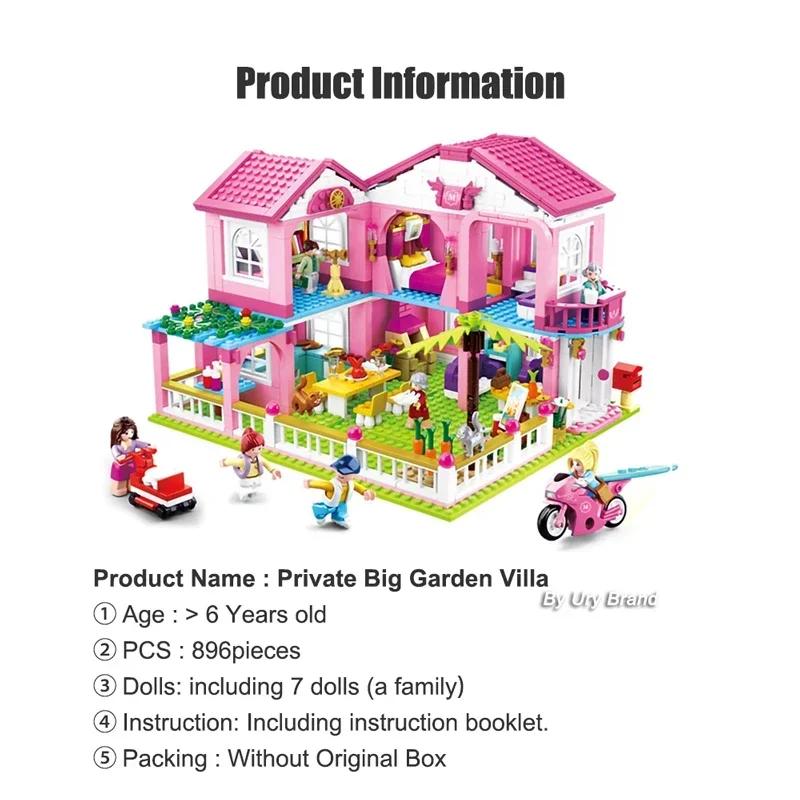 Sluban Friends City House Princess Castle Sets for Girls Apartment Garden Casa Villa Building Blocks Figures Toys Kids DIY Gifts