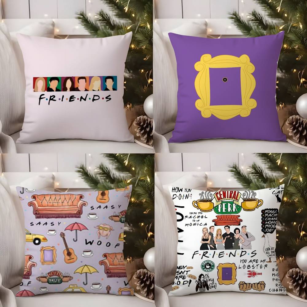 Classic F-Friends Tv Show Pillow Case Home Dorm Chair Back Short Plush Double-Sided Printing Office Nap Time Cushion Cover