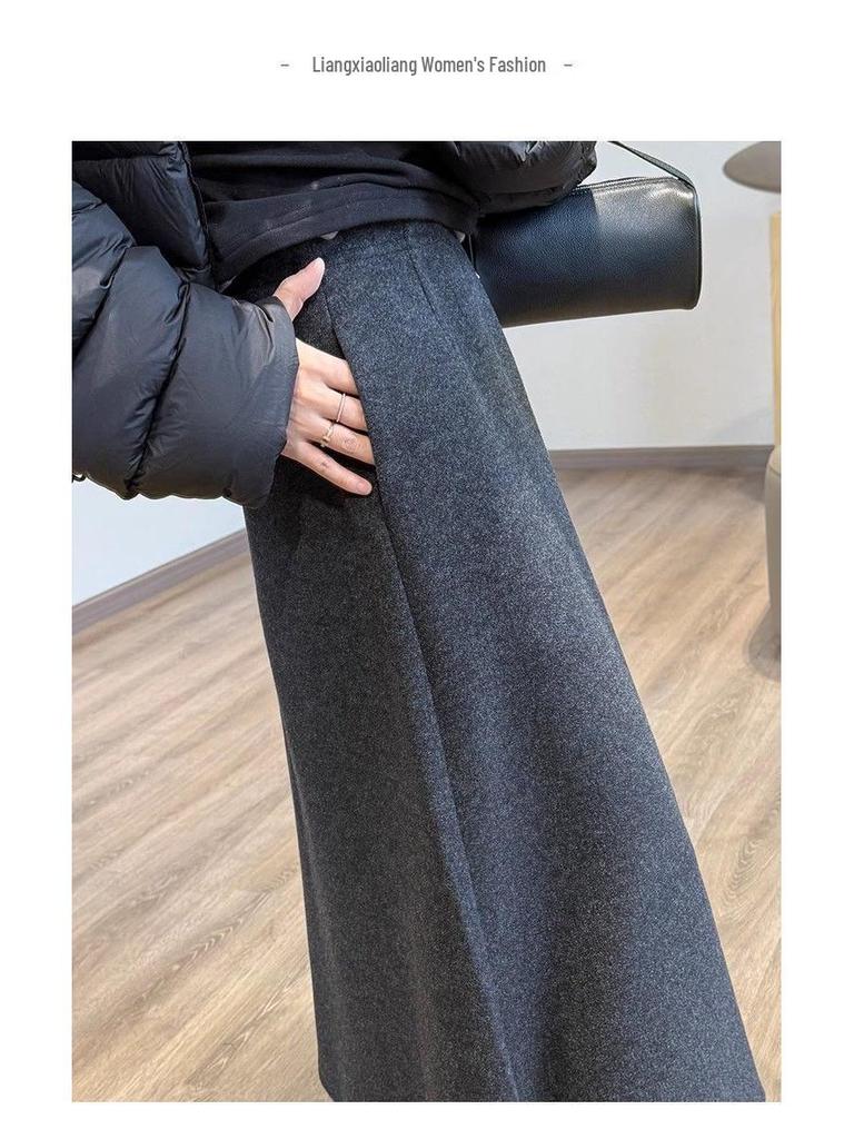 Elegant High-Waisted Wool Blend Midi Skirt – Minimalist, Warm, and Flattering Winter Style