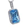 Huitan Geometric Blue Cubic Zirconia Pendant Necklace for Women Luxury Trendy Wedding Neck Accessories Temperament Lady Jewelry