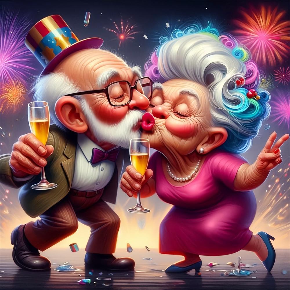 Diamond Painting Grandma Grandpa Mosaic Cross Stitch Set Portrait Embroidery Full Round New Arrival Handmade Gift