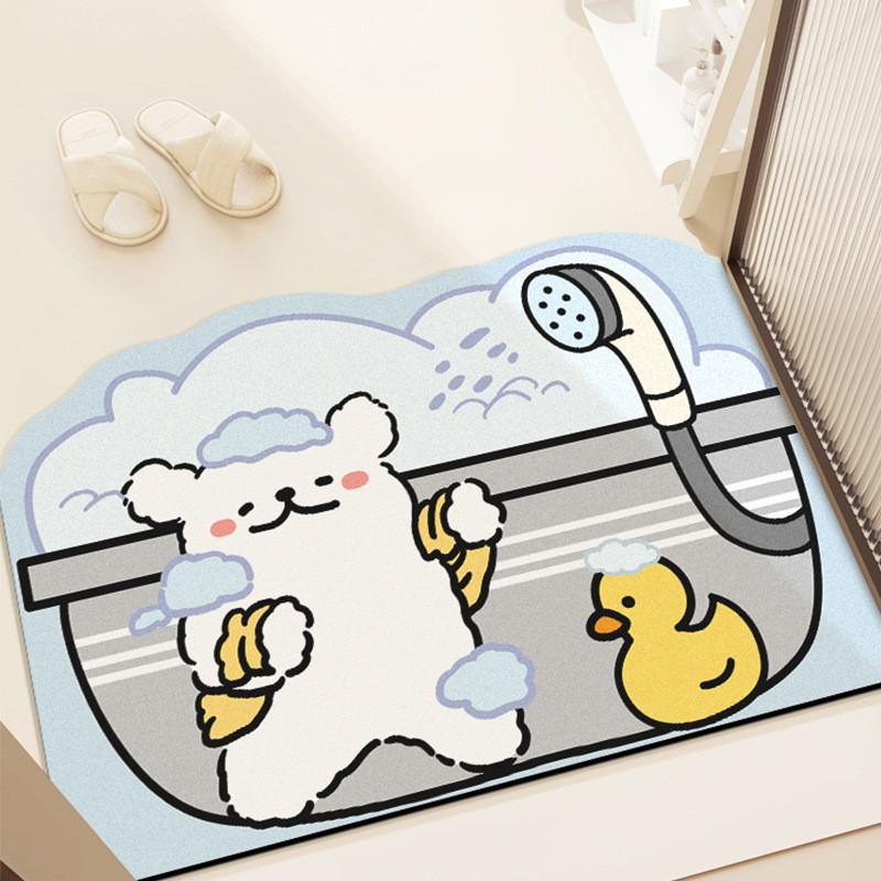 Modern Minimalist Cartoon Bathroom Mat With Water Absorbent Silicon Diatom Mud For Shower Floor Flooring