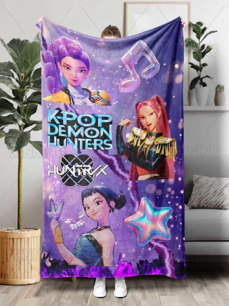 Kpop Dämonenjäger Flanelldecke Kuschelig Große Größe Weich Warm Cartoon Für Schlafzimmer Wohnzimmer Büro Nickerchen Reisen Camping