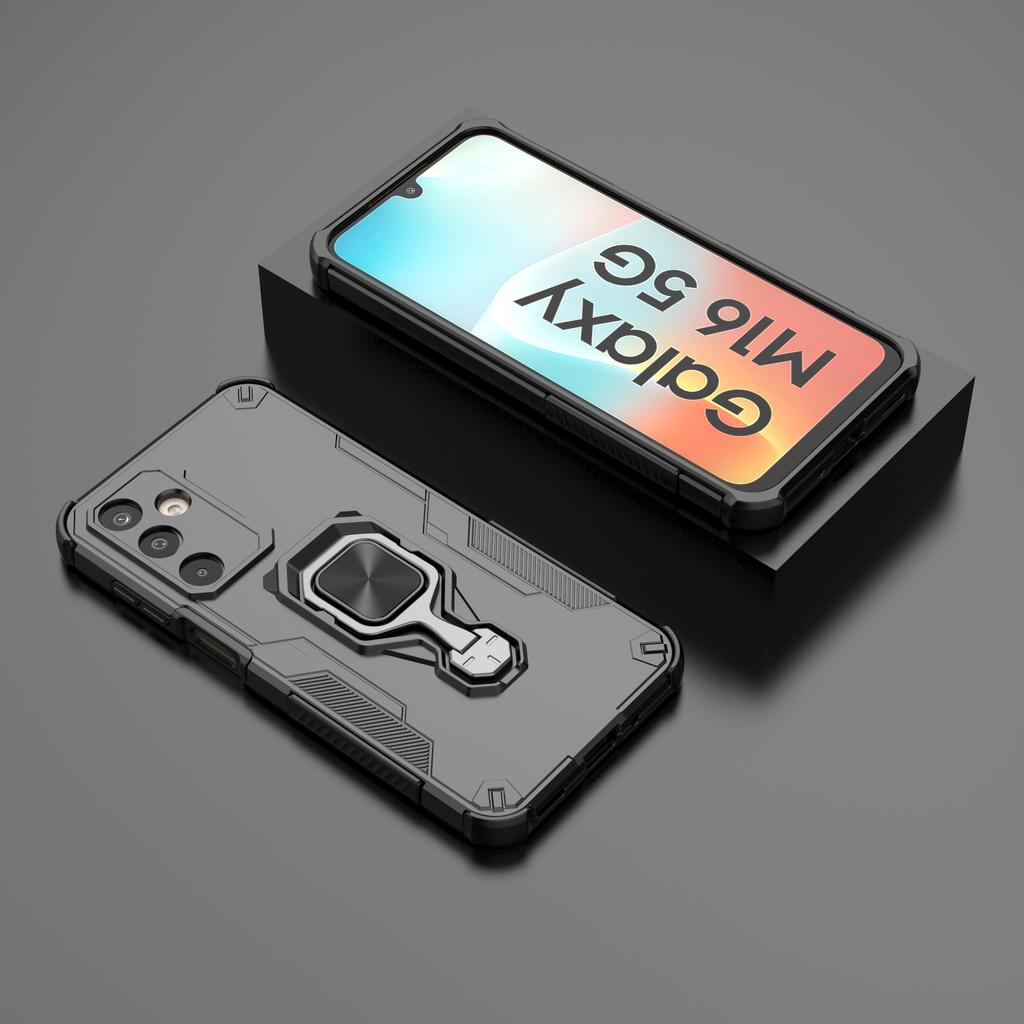 For Samsung Galaxy M16 5G Case Rotatable Ring Kickstand PC+TPU Shockproof Phone Cover