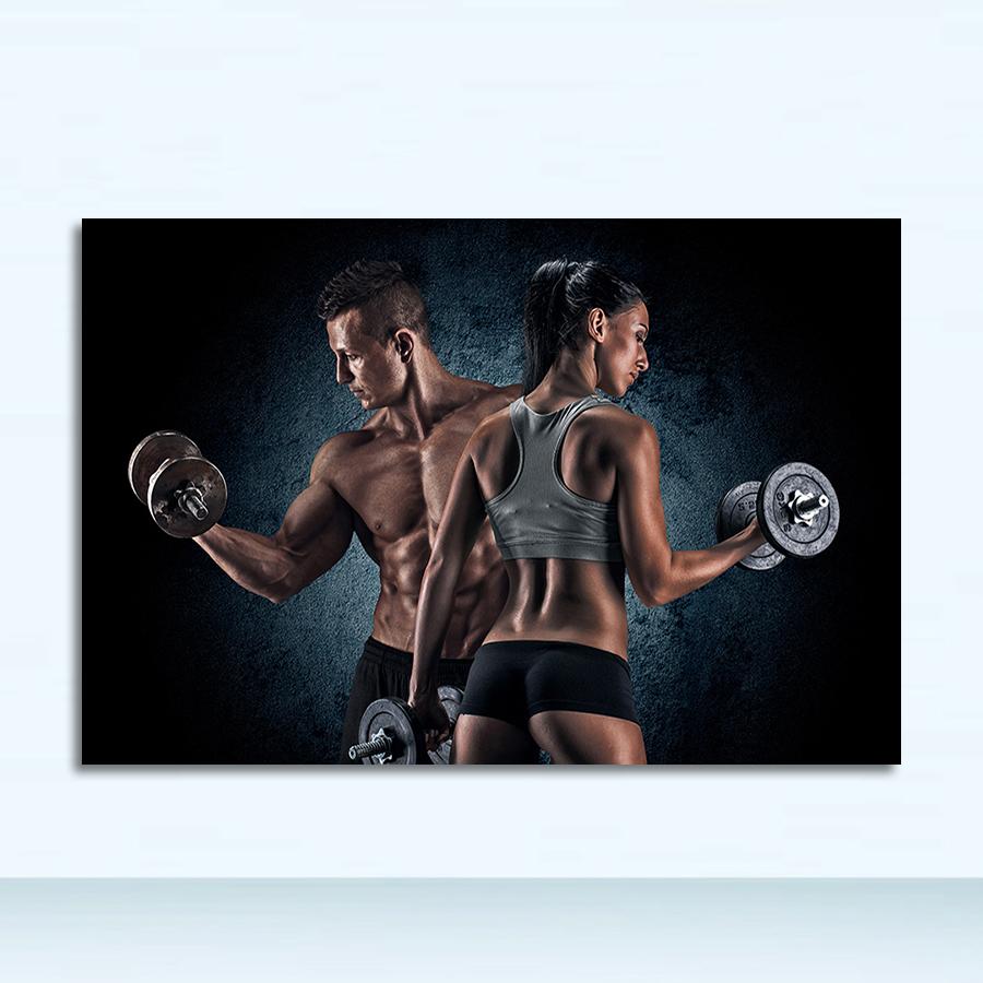 Umelecká maľba Retro plagát Nástenná výzdoba domova Rôzne kreslené formy Fitness Bodybuilding Muscle