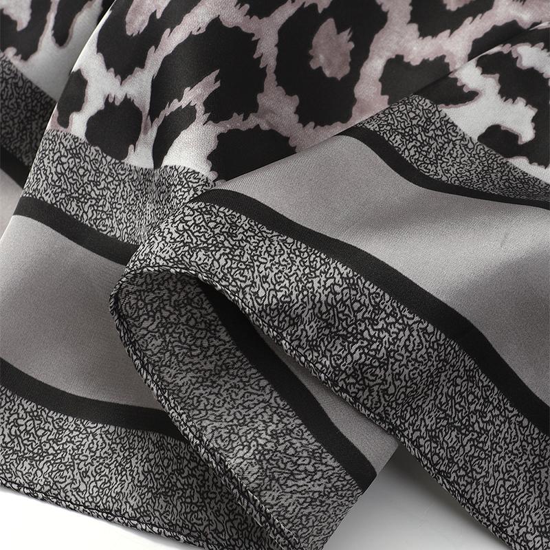 70CM Silk Feeling Square Scarf Women Leopard Print Neckerchief Hair Band Foulard Bandana Echarpe Tie Shawl Wraps Luxury Brand