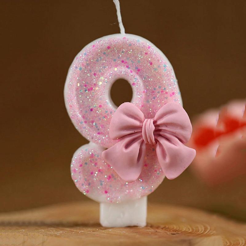 Pink Butterfly Shaped Rhinestone 3D Number Cake Topper 0-9 for Birthday Anniversary Milestone Events Party Decoration