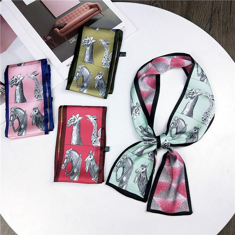 Pingjiao stil nou, primăvară și toamnă, decorațiuni profesionale, eșarfă mică de mătase, versatilă, eșarfă pentru femei, curea îngustă de păr lung, curea pentru geantă de cravată