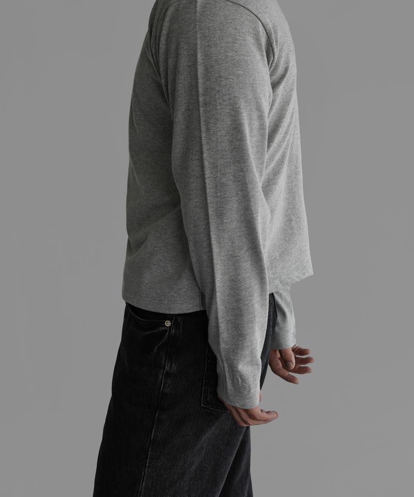 Baulopeulodeogteu Crop Layered Long Sleeve T-Shirt [Gray]