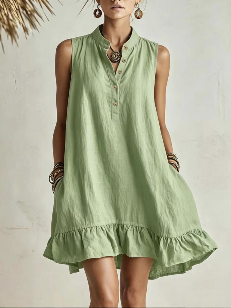 Spot summer European and American new cotton and linen loose fashion casual women's dress source
