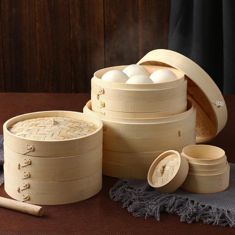 Traditional Bamboo Steamer Basket & Lid