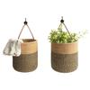 Imitation Rattan Wall Hanging Baskets Plant Chlorophytum Handmade Artificial Flower Vase Single Rope Planter Baskets