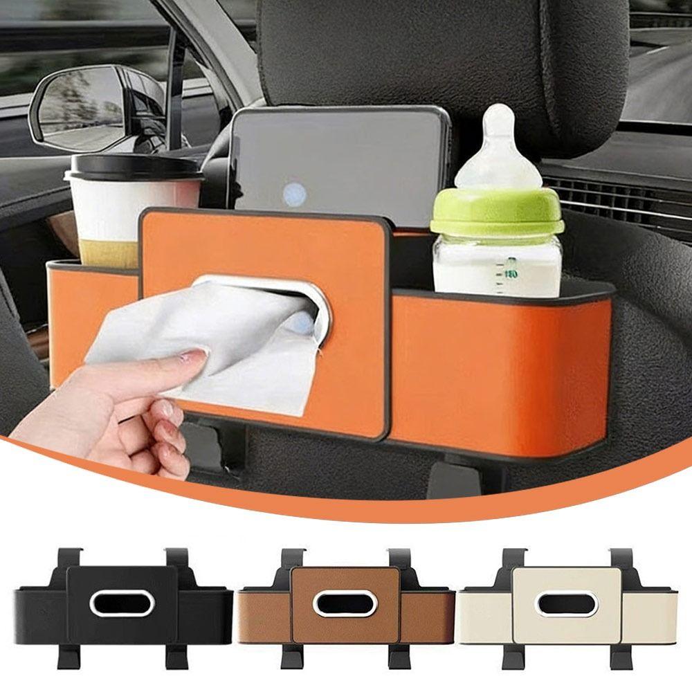 New 3-in-1 Car Backseat Organizer Hanging Auto Accessories Tissue Box Multifunction Water Cup Holder