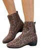 Autumn and Winter Leopard Print Thick Heel Medium Heel Comfortable Large Size Fashion Boots Women's Side Zipper Women's Boots