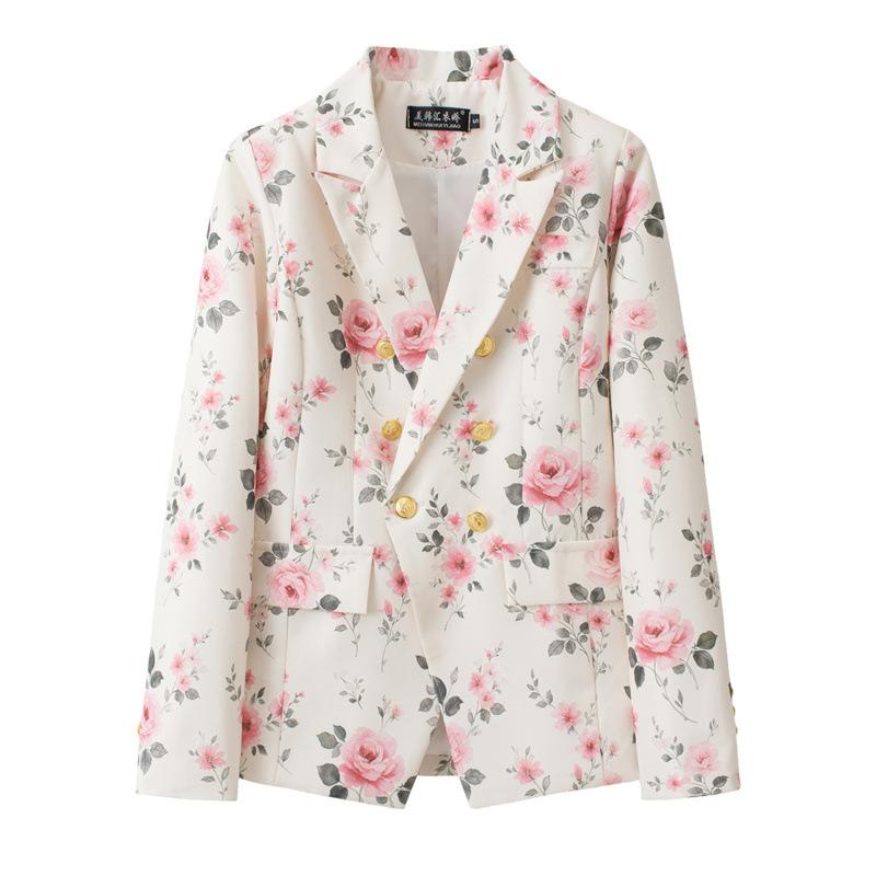 Blazer a tinta unita e a quadri da donna, Giacca da completo in misto cotone poliestere stile urbano, Blazer da pendolare per l'ufficio