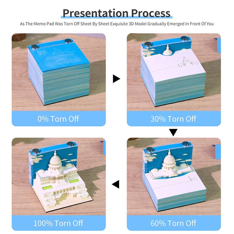 3D Paper Carving Art Craftwork Memo Pad Notepad Note Pad Desk Decoration Creative Diy Decorative Gift For Christmas Housewarming