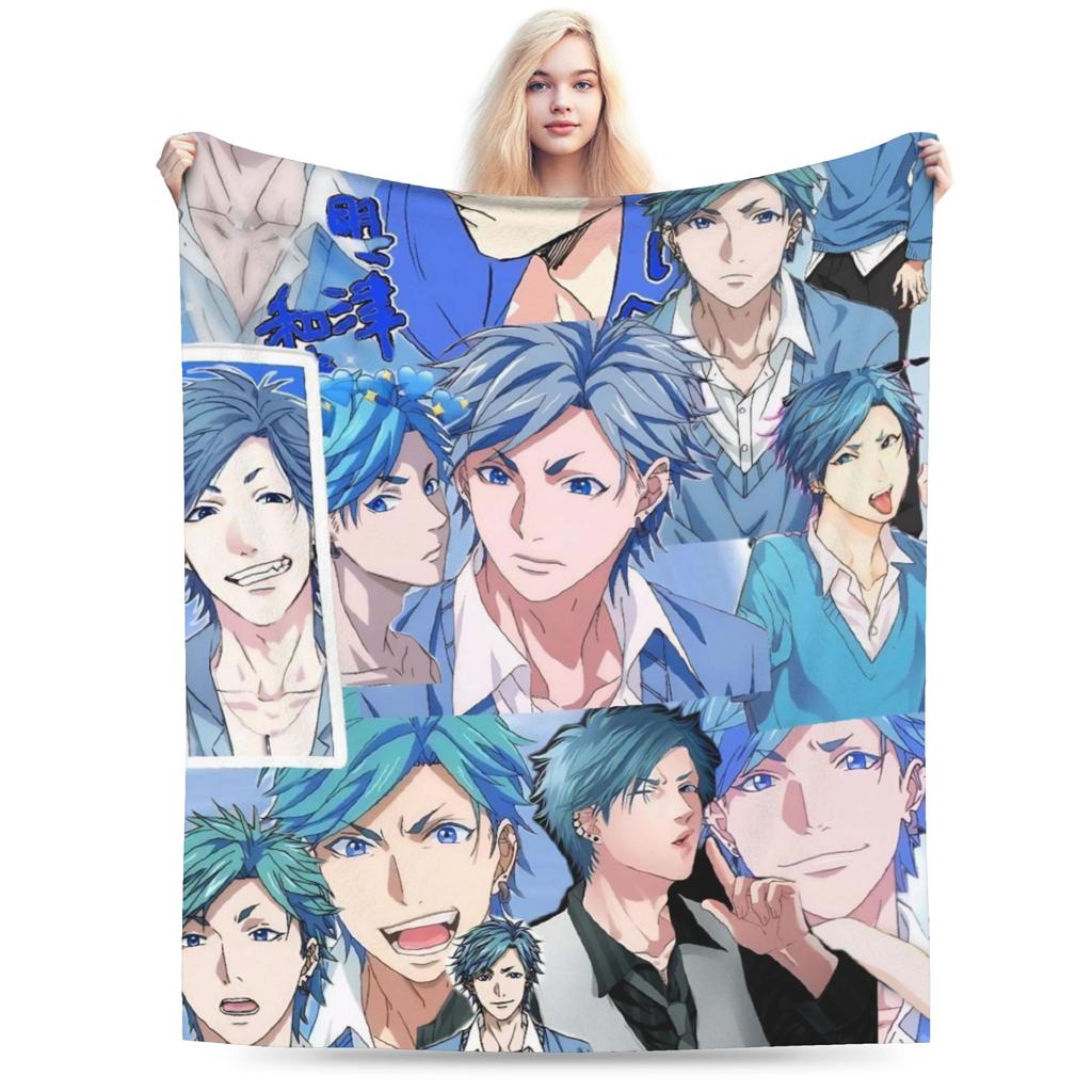 Yarichin Club Ayato Yuri Printed Blanket For Men Women Super Soft Cozy Throw Blankets for Sofa 50x60 Inches Multiple Sizes