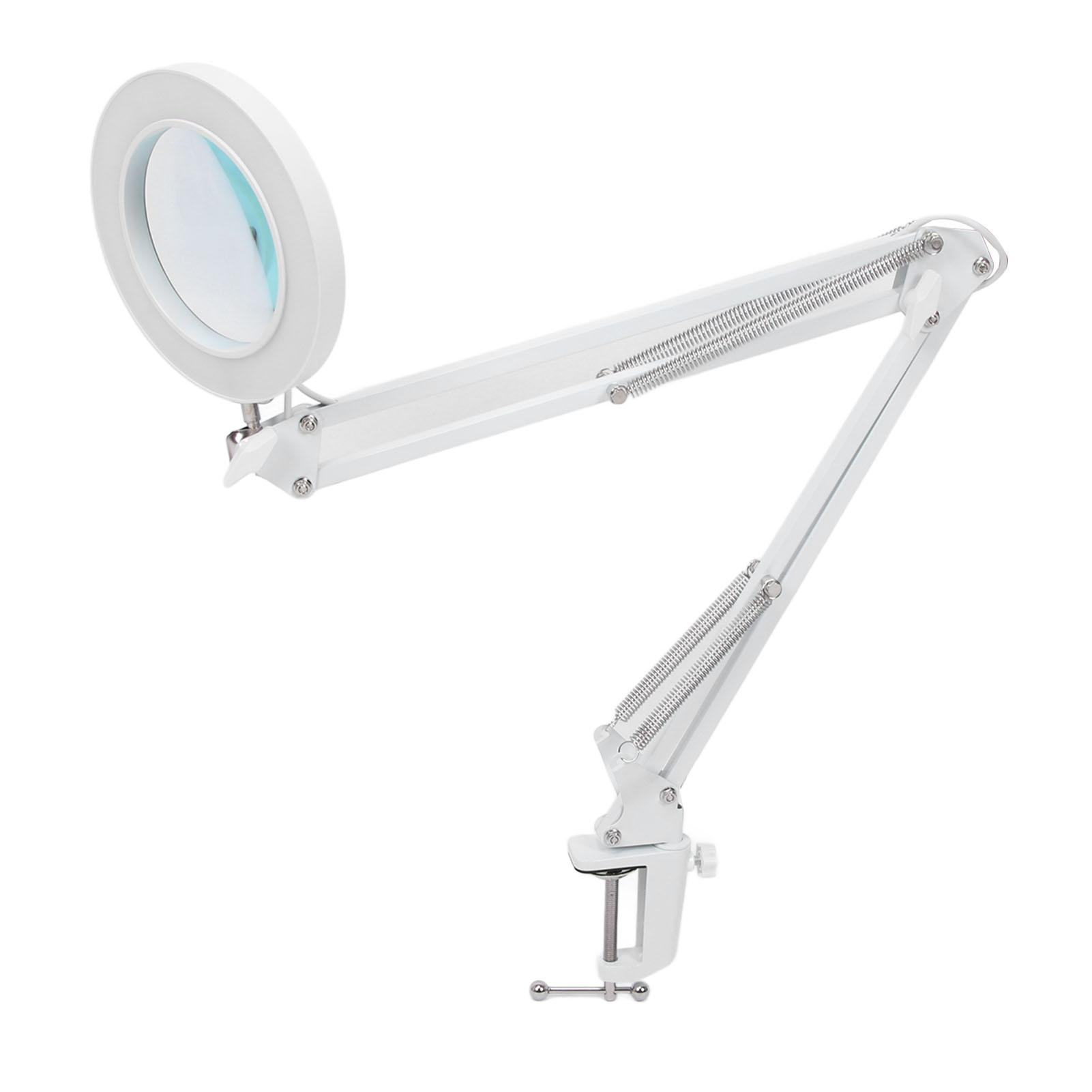 

5-кратное увеличительное стекло с зажимом для света, 72 светодиода, 10 уровней яркости, 3 цветовых режима, плавная регулировка яркости