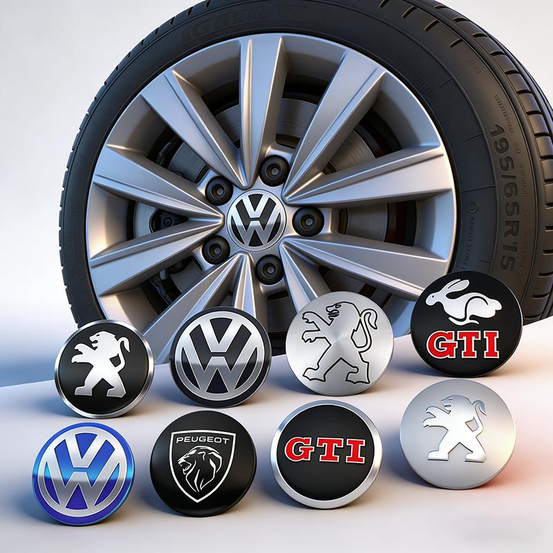 4pcs 56mm Car Wheel Center Hub Cap Stickers For Peugeot For VW GTI Polo Passat B6 B7 B8 Golf Jetta ID.3 Beetle CC MK7 MK8 Tiguan
