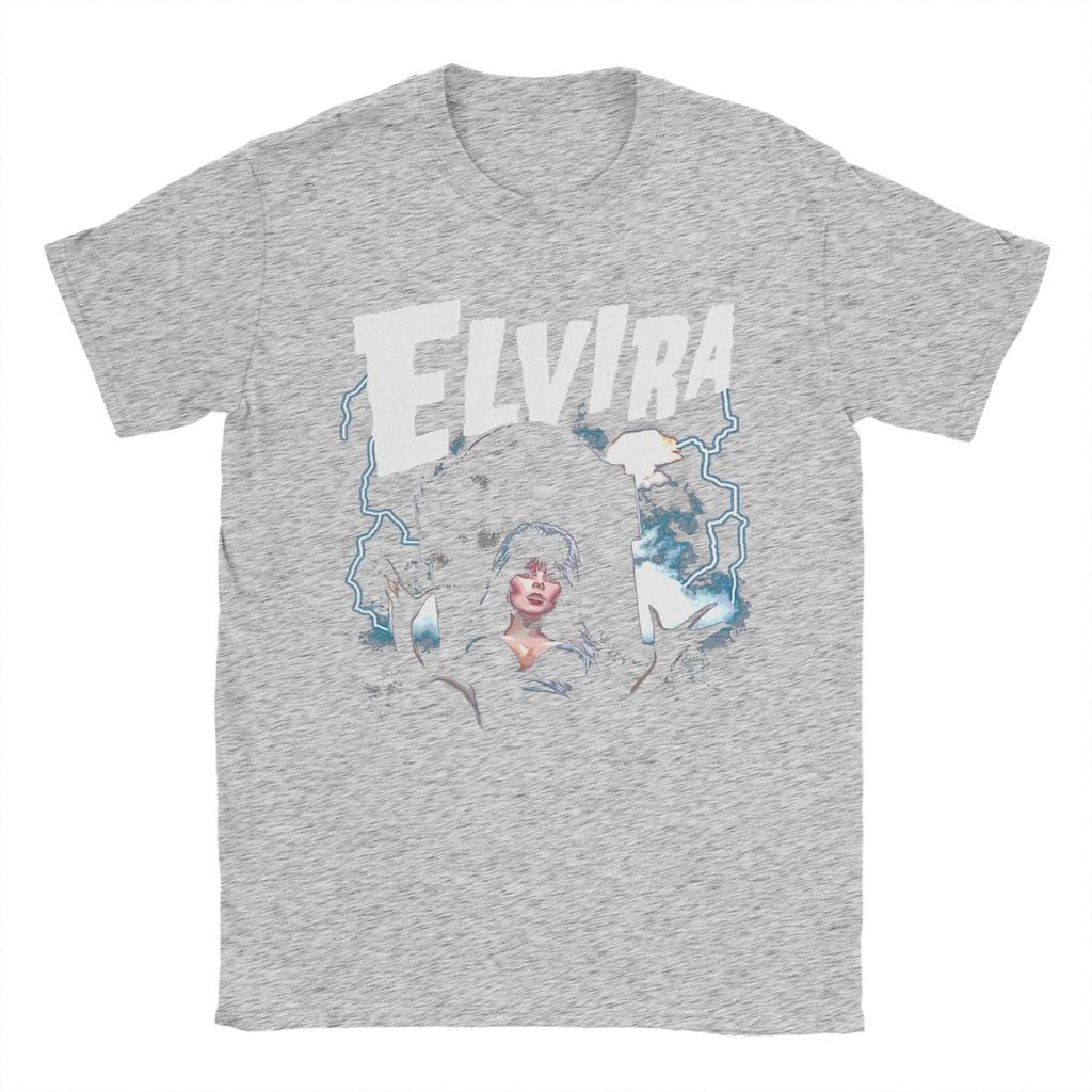 Elvira Herrin der Dunkelheit Grab und Blitz Unisex T-Shirt Vintage Tees Kurzarm Rundhals T-Shirts Baumwolle Große Größen Kleidung